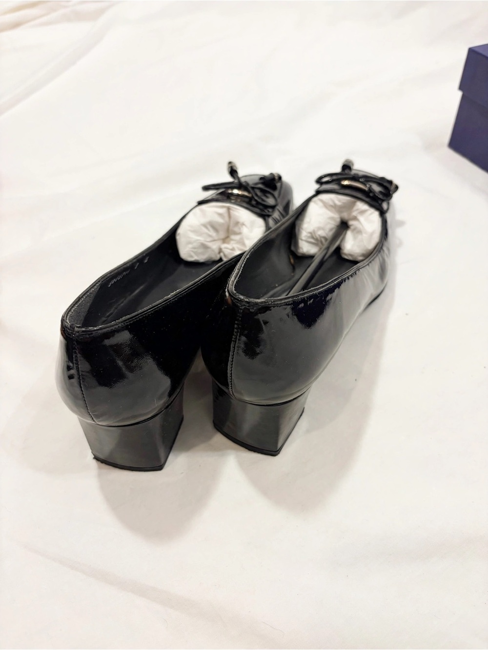 Stuart Weitzman Black Patent Leather Bow Loafers - Picture 5 of 5